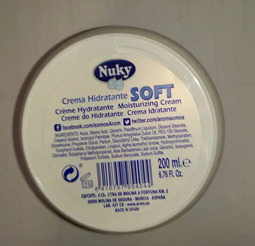 Photo de l’avis officiel: Nuky Soft moisturizing cream Crème hydratante — risque: Risque chimique