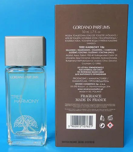Photo de l’avis officiel: GORDANO PARFUMS TREE HARMONY 186 Eau de toilette — risque: Risque chimique