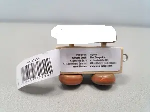 Photo from the official notice: Bino Europe k.s. Locomotive brown wheels, train wagon letter U with brown wheels, train wagon letter R toy tra — choking risk