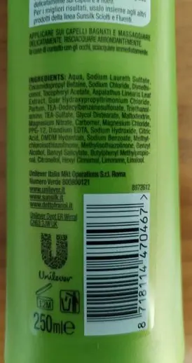 Photo de l’avis officiel: Sunsilk Sciolti &amp; Fluenti Shampooing et conditionneur — risque: Risque chimique