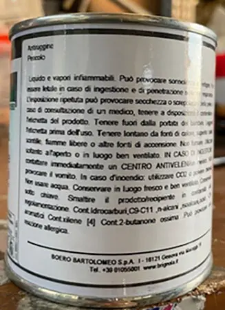 Photo de l’avis officiel: BRIGNOLA SINTEGRIGIO Vernis — risque: Risque chimique