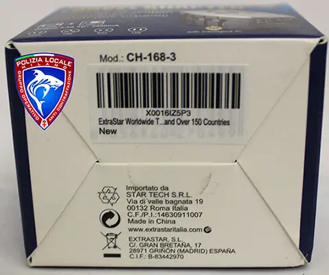Foto do aviso oficial: Extrastar TRAVEL ADAPTER Adaptador de viagem — risco: Choque elétrico (A12/03067/23)
