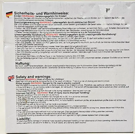 Foto do aviso oficial: H+H Leipzig COB 230V LED Strip Streifen Tira de LED — risco: Choque elétrico