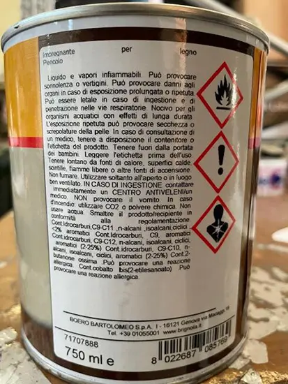Foto dell’avviso ufficiale: BRIGNOLA BRIGNOLA IMPREGNANTE EFFETTO CERA Vernice — rischio: Rischio chimico