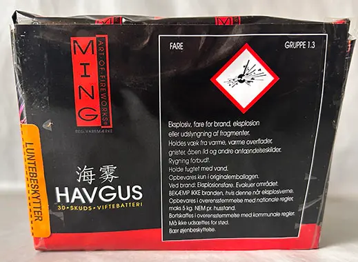 Photo from the official notice: MING - Art of Fireworks Havgus — burns & injuries risk