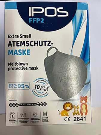 Photo de l’avis officiel: IPOS Extra Small Atemschutz-maske, Meltblown protective mask Masque filtre à particules — risque: Risque sanitaire/autre