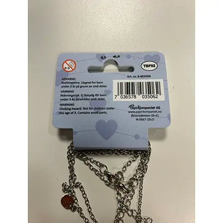 Foto do aviso oficial: Tinka Best Friends Tinka Best Friends - Oreo &amp; Milk Necklace Colar — risco: Químico
