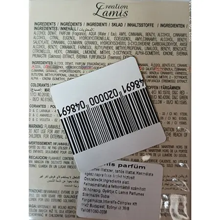 Photo de l’avis officiel: Creation lamis Garden of Creation Eau de Parfum — risque: Risque chimique