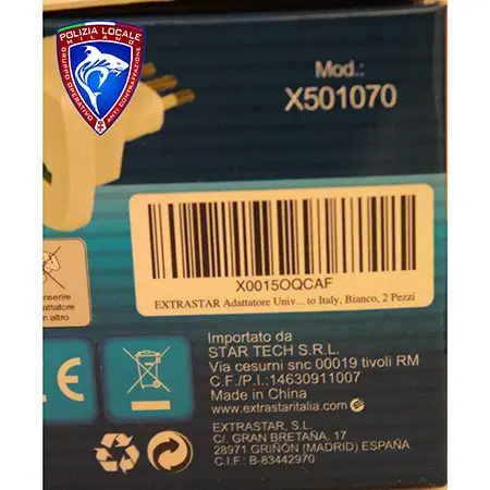 Foto do aviso oficial: Extrastar UNIVERSAL ADAPTER 2P+T Adaptador de viagem — risco: Choque elétrico (A12/00155/24)
