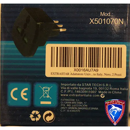 Foto do aviso oficial: Extrastar UNIVERSAL ADAPTER 2P+T Adaptador de viagem — risco: Choque elétrico (A12/00156/24)