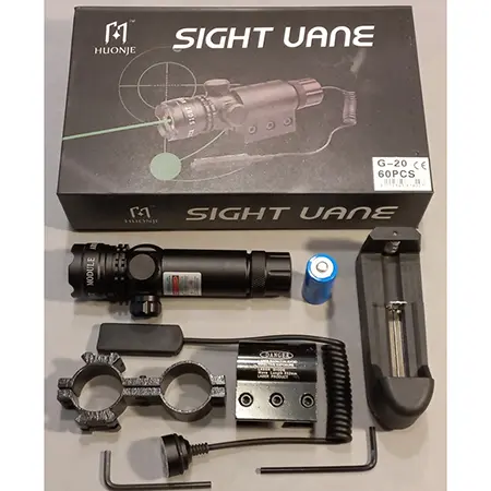 Foto aus der offiziellen Meldung: Huonje SIGHT VANE Laserpointer — Risiko: Sehschaden & Elektrischer Schlag