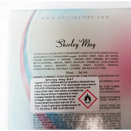 Photo de l’avis officiel: Shirley May Heavenly Feel Eau de toilette — risque: Risque chimique