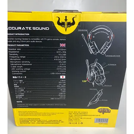 Foto dell’avviso ufficiale: Ovleng OVLENG GT-93 LUMINOUS GAMING HEADSET Cuffie da gioco — rischio: Ambiente