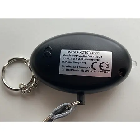 Photo from the official notice: Loud intruder alarm Högljutt överfallslarm — environment risk