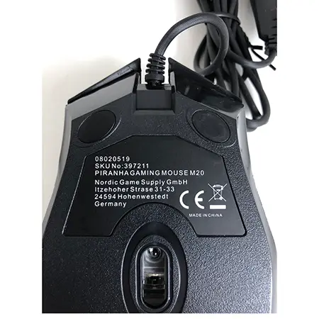 Foto dell’avviso ufficiale: PIRANHA Piranha gaming mouse M20 Mouse da gioco — rischio: Ambiente