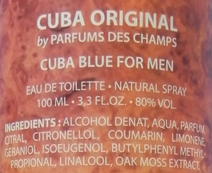 Photo de l’avis officiel: CUBA Blue Eau de toilette — risque: Risque chimique
