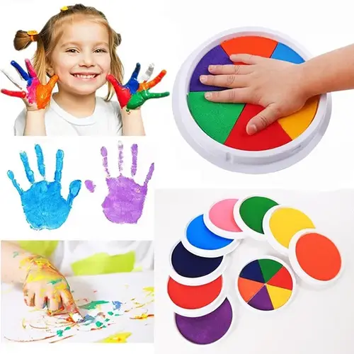 Photo de l’avis officiel: lavable enfants enfants diy palm graffiti doigt peinture doodle tampon d'encre peint nouveau-né Tampon d'encre — risque: Risque chimique & Étouffement