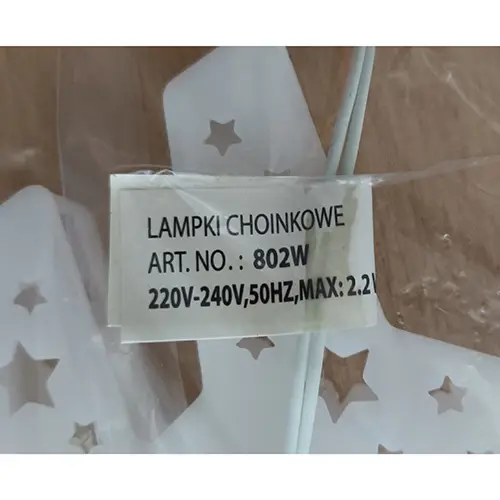 Foto do aviso oficial: 48 LED Corrente de iluminação — risco: Choque elétrico