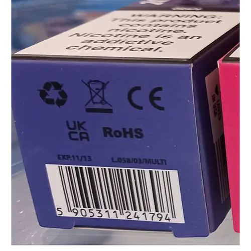 Photo de l’avis officiel: Aroma King MARS 9000 GRAPE Cigarette électronique jetable — risque: Risque chimique