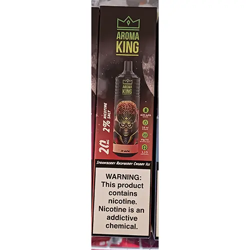 Foto do aviso oficial: Aroma King MARS 9000 STRAWBERRY RASPBERRY CHERRY ICE Cigarros eletrónicos descartáveis — risco: Químico