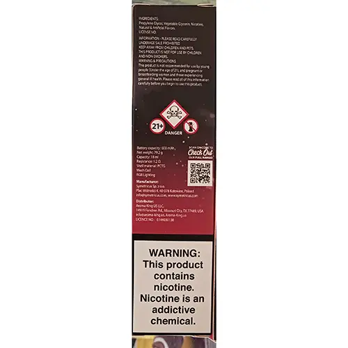 Foto aus der offiziellen Meldung: Aroma King MARS 9000 STRAWBERRY LEMONADE Elektronische Einweg-Zigarette — Risiko: Chemikalie