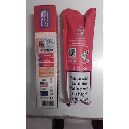 Foto del aviso oficial: Aroma King TORNADO 7000 Strawberry banana Cigarrillo electrónico desechable — riesgo: Riesgos químicos