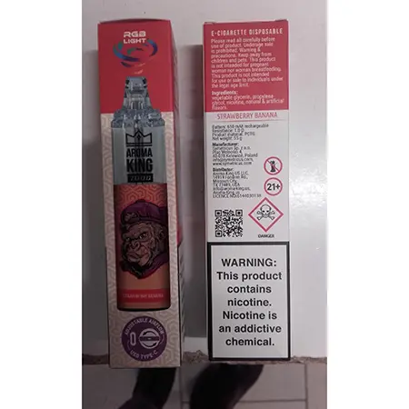 Foto del aviso oficial: Aroma King TORNADO 7000 Strawberry banana Cigarrillo electrónico desechable — riesgo: Riesgos químicos