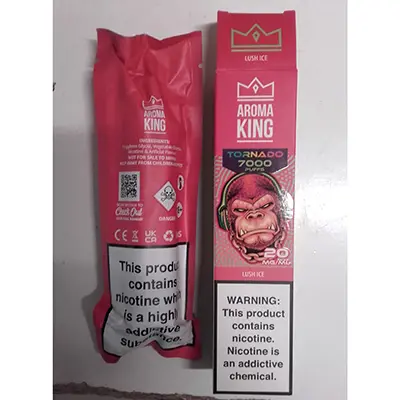Photo de l’avis officiel: Aroma King TORNADO 7000 Lush Ice Cigarette électronique jetable — risque: Risque chimique