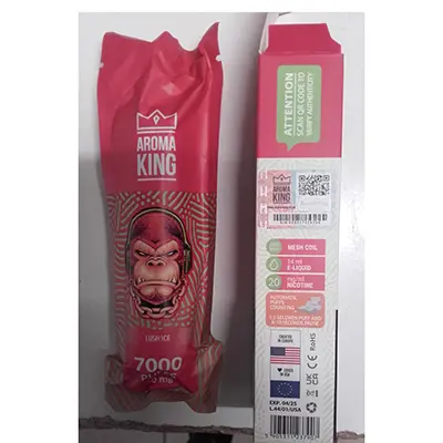 Photo de l’avis officiel: Aroma King TORNADO 7000 Lush Ice Cigarette électronique jetable — risque: Risque chimique