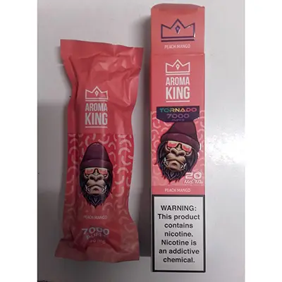 Photo de l’avis officiel: Aroma King TORNADO 7000 PEACH MANGO Cigarette électronique jetable — risque: Risque chimique