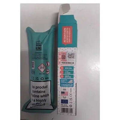 Photo from the official notice: Aroma King TORNADO 7000 BLUE RAZZ LIMONADE disposable electronic cigarette — chemical risk