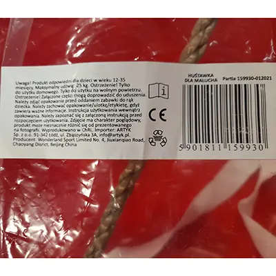 Foto dell’avviso ufficiale: Hustawka dla malucha Oscillazione in plastica — rischio: Intrappolamento & Lesioni
