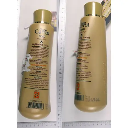 Photo de l’avis officiel: Pure Carrot Arbutin Fair &amp; Lightening Lotion Lotion éclaircissante pour la peau — risque: Risque chimique