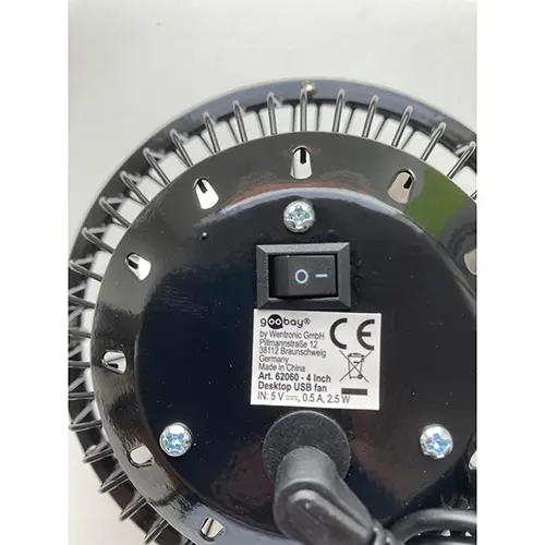 Foto dell’avviso ufficiale: Goobay Desktop USB fan Ventola USB — rischio: Rischio chimico & Ambiente