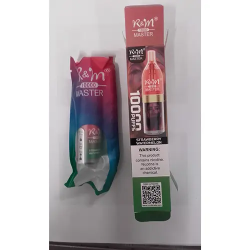 Photo from the official notice: R&amp;M® R&amp;M 10000 MASTER, 10000 PUFFS, STRAWBERRY WATERMELON disposable electronic cigarette — chemical risk