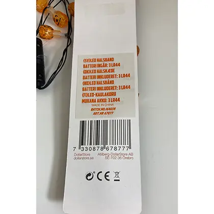 Foto dell’avviso ufficiale: Dollarstore LED Halsband pumpor Collana a LED — rischio: Ambiente