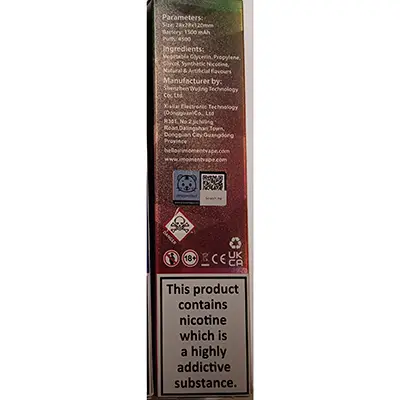 Foto do aviso oficial: IMOMENT CRYSTAL JEWEL EMERALD Apple Berry Blast Cigarros eletrónicos descartáveis — risco: Químico