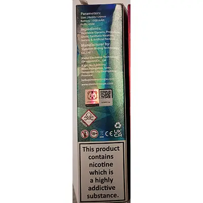 Photo from the official notice: IMOMENT IMOMENT CRYSTAL JEWEL KUNZITE Skittles disposable electronic cigarette. — chemical risk
