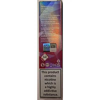 Foto del aviso oficial: IMOMENT IMOMENT CRYSTAL JEWEL MOONSTONE Fizzy Cherry Cigarrillo electrónico desechable — riesgo: Riesgos químicos