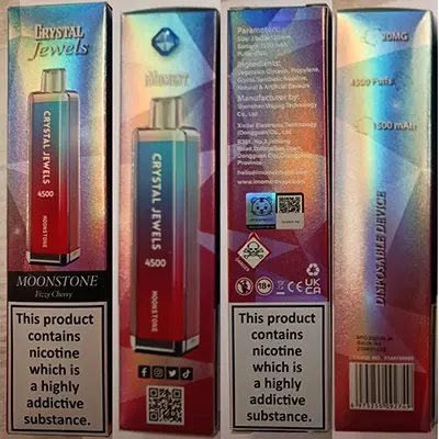 Foto del aviso oficial: IMOMENT IMOMENT CRYSTAL JEWEL MOONSTONE Fizzy Cherry Cigarrillo electrónico desechable — riesgo: Riesgos químicos