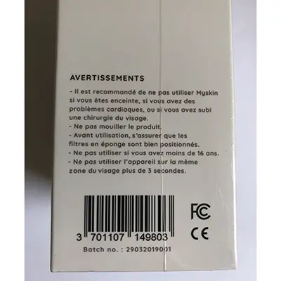 Foto uit de officiële melding: My skin Aspirateurs à points noirs Huidreinigingsapparaat — risico: Chemische risico's & Milieu
