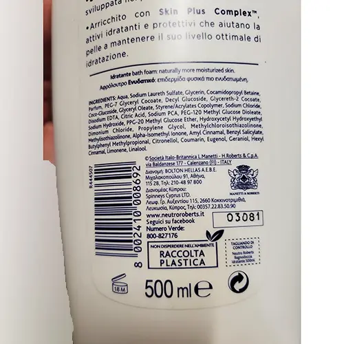 Foto dell’avviso ufficiale: Neutro Roberts Idratante Bagno e gel doccia — rischio: Rischio chimico