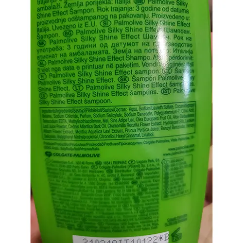 Photo de l’avis officiel: Palmolive Effetto seta Shampooing — risque: Risque chimique