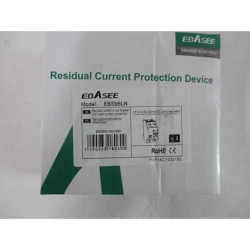 Photo from the official notice: EBASEE residual-current device — electric shock risk