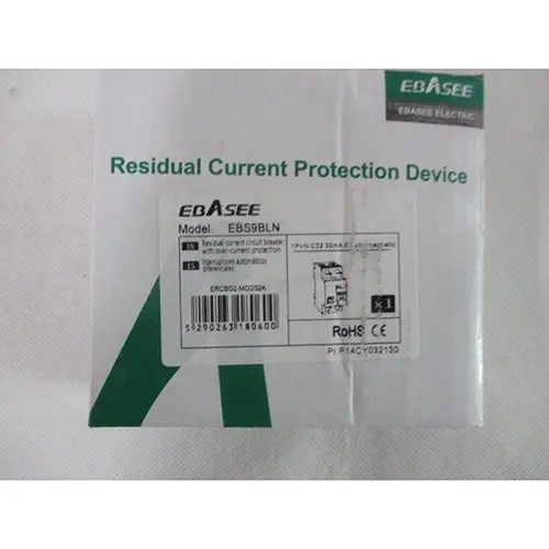 Photo from the official notice: EBASEE residual-current device — electric shock risk