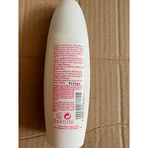 Photo de l’avis officiel: Perlier Fiori d'Arancio Spray déodorant — risque: Risque chimique