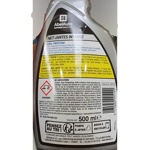 Foto dell’avviso ufficiale: AbelAuto NET-JANTES INTENSE Pulitore ruote per auto — rischio: Rischio chimico