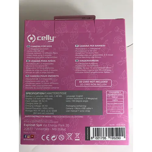 Photo de l’avis officiel: Celly Celly camera for kids Caméra pour enfants — risque: Risque chimique & Environnement