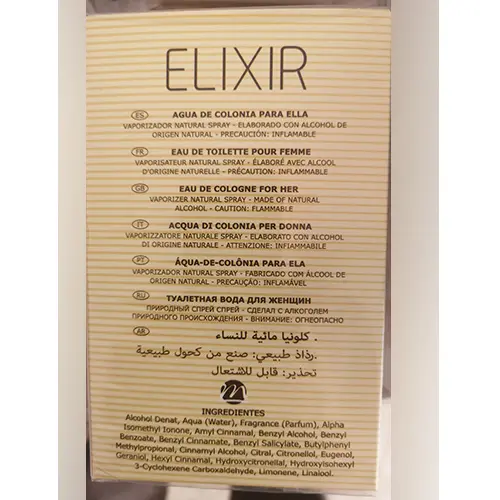 Foto dell’avviso ufficiale: De Naturmais Elixir Eau de toilette — rischio: Rischio chimico (A12/00543/24)
