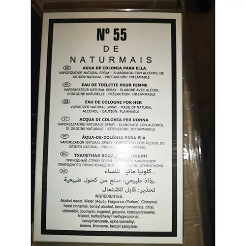 Photo de l’avis officiel: De Naturmais n°55 Eau de toilette — risque: Risque chimique
